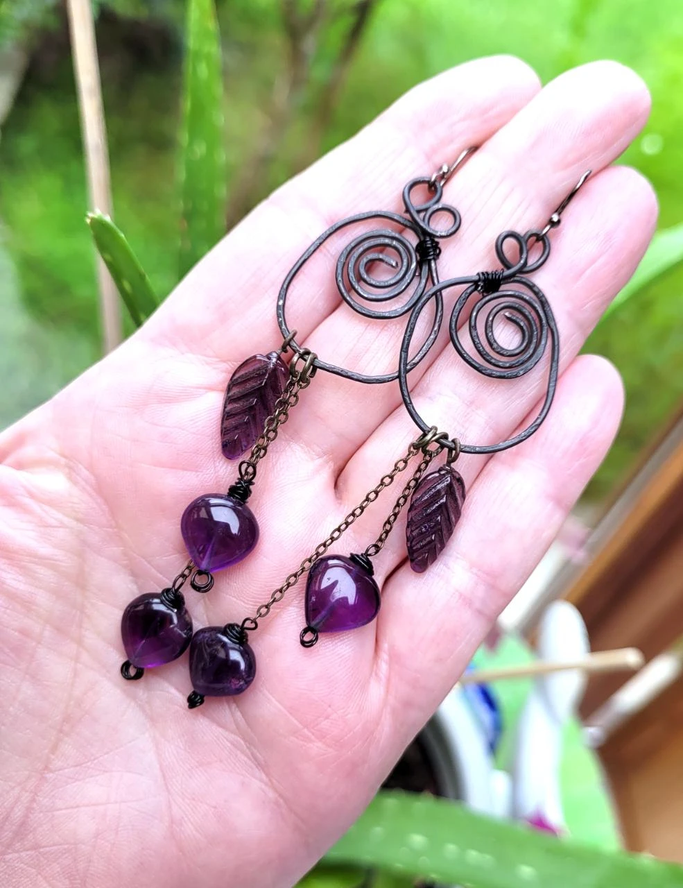 Heterogene oorbellen met amethysten !!! – photo 2